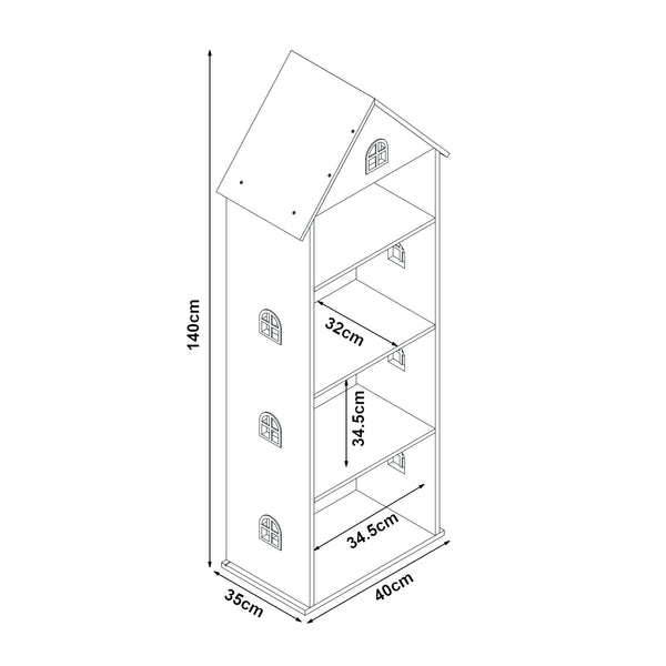 Estantería para niños Vipsali 140x40x35 cm Blanco/Rosa [en.casa]