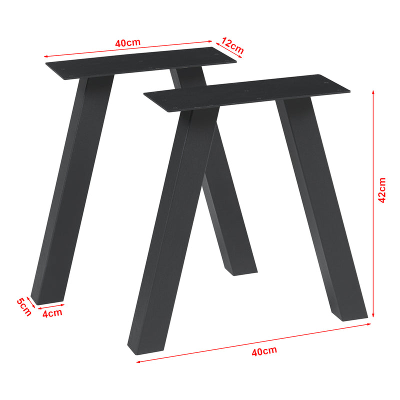 Esquema acotado Juego de 2 estructuras de mesa Mariager 42x40cm Negro [en.casa]