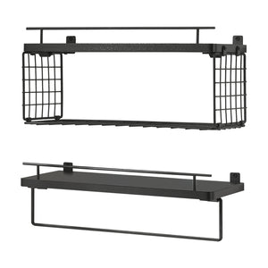 Estantería de pared Vik juego de 2 negro [en.casa]