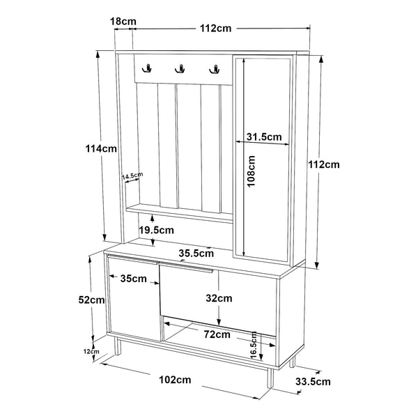 Guardarropa compacto Kvænangen 78x112x36 cm Roble/Aspecto ratán [en.casa]