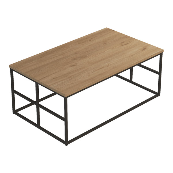 Mesa de centro Velendi 100x60x40 cm aspecto roble/negro [en.casa]