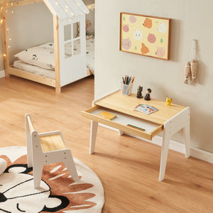 Escritorio infantil con silla Skinnskatteberg Madera/Blanco [en.casa]