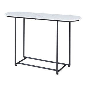 Mesa consola Nordfron 120x40x75 cm mármol, blanco [en.casa]