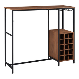 Mesa de bar Trøndelag 120x40x105 cm con estante para vino para 15 botellas [en.casa]