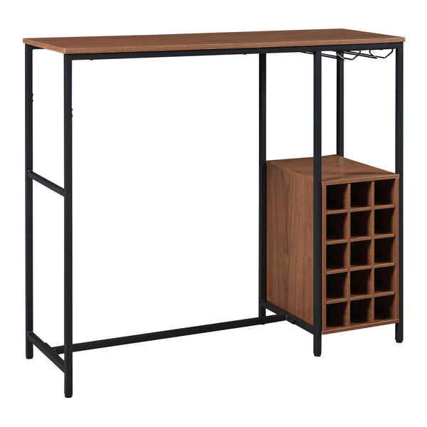 Mesa de bar Trøndelag 120x40x105 cm con estante para vino para 15 botellas [en.casa]