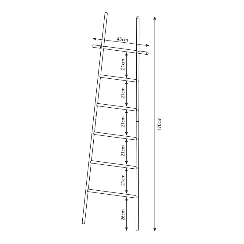 Esquema acotado Escalera para toallas Øyer 170x45x2 cm acero [en.casa]