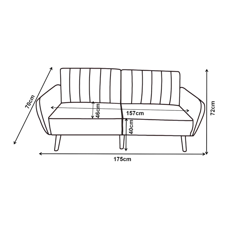 Esquema acotado Sofá cama Malå con función de cama 175x70x72 cm Gris [en.casa]