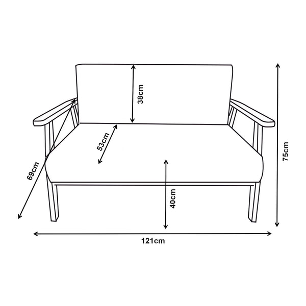 Sofá tapizado de 2 plazas Kinda 121x69x75 cm Gris [en.casa]