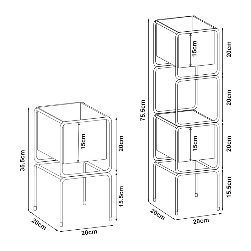 Esquema acotado Soporte para plantas Sveio juego de 2 piezas metal negro [en.casa]