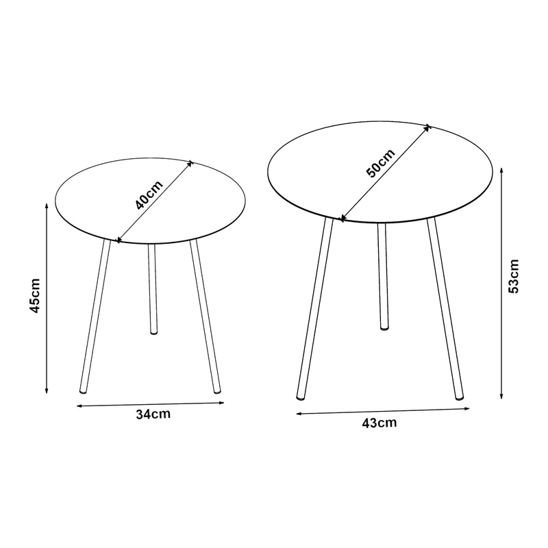 Esquema acotado Mesa auxiliar Sula juego de 2 negro [en.casa]