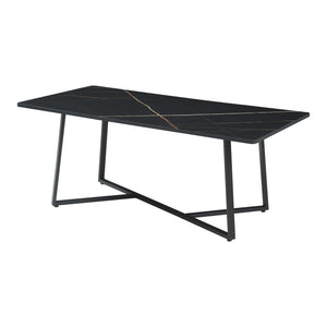 Mesa de centro Riskiften 120x60x48 cm efecto mármol, negro [en.casa]