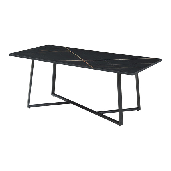 Mesa de centro Riskiften 120x60x48 cm efecto mármol, negro [en.casa]