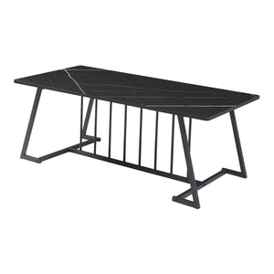 Mesa de centro Nospoo 120x60x46 cm efecto mármol, negro [en.casa]
