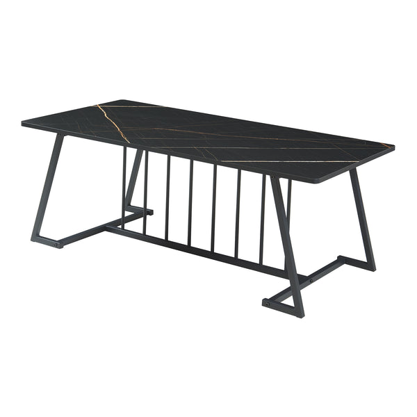 Mesa de centro Nospoo 120x60x46 cm efecto mármol, negro [en.casa]