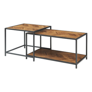 Mesa auxiliar Kurghore 2 piezas Negro/imitación roble, oscuro [en.casa]