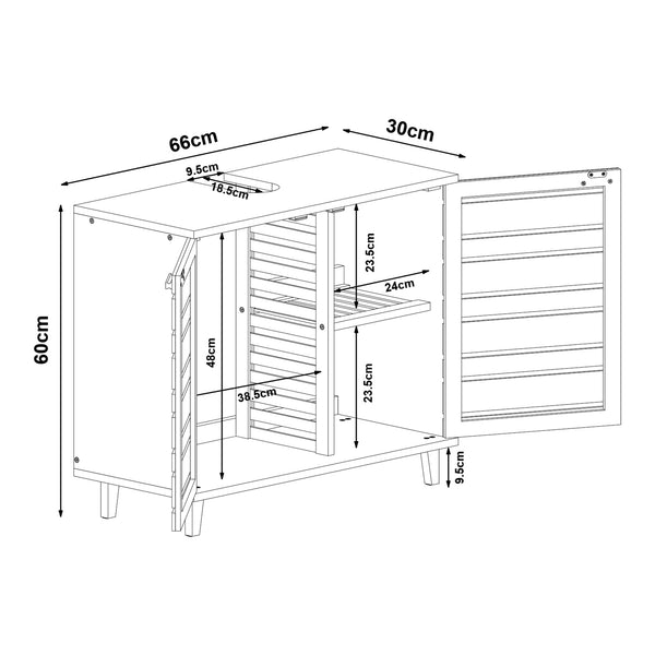 Mueble bajo lavabo Epind 60x66x30 cm Bambú natural [en.casa]