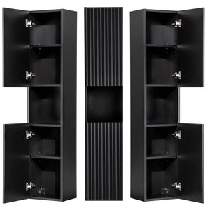 Armario alto Skelbolu 140x30x25 cm Negro [en.casa]