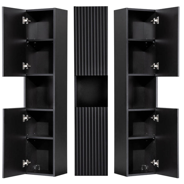 Armario alto Skelbolu 140x30x25 cm Negro [en.casa]