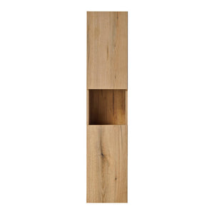 Armario alto Skelbolu 140x30x25 cm aspecto roble [en.casa]