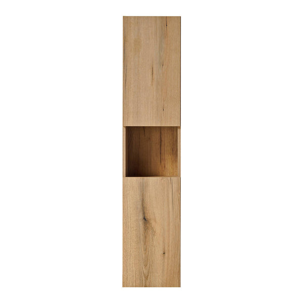 Armario alto Skelbolu 140x30x25 cm aspecto roble [en.casa]