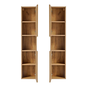 Armario alto Skelbolu con estante insertado 30x140x25 cm aspecto roble [en.casa]