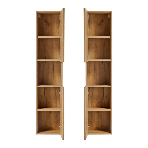 Armario alto Skelbolu con estante insertado 30x140x25 cm aspecto roble [en.casa]