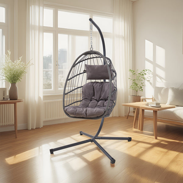 Silla colgante Edeng con estructura 196x110x95 cm Gris [en.casa]