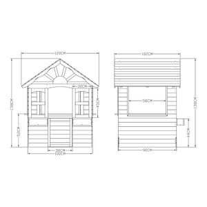 Casita infantil Vesa 138x120x102 cm Madera de abeto Gris [casa.pro]