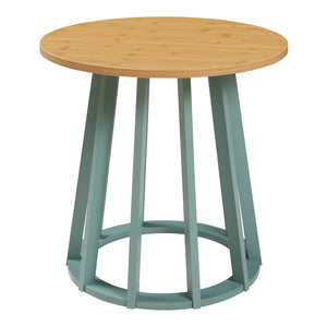 Mesa auxiliar Lensuu 48xØ48 cm Verde pastel/Roble [en.casa]
