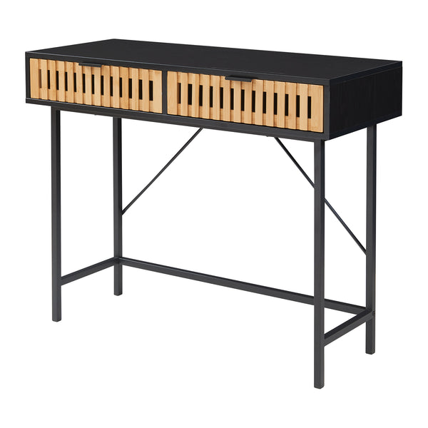 Mesa consola Luniehti 100x40x75 cm Negro/Natural [en.casa]