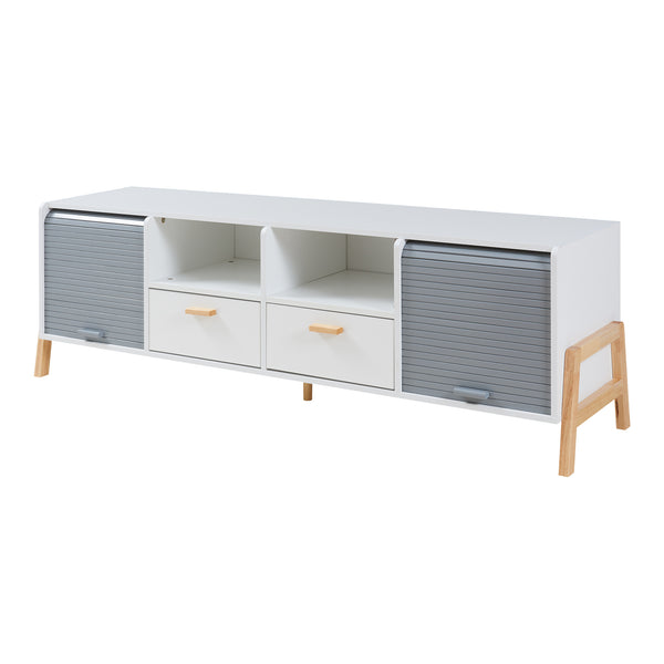 Mueble de televisión Kvaefjord 160x40x52 cm Blanco/Gris [en.casa]