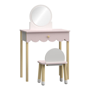 Tocador infantil con silla Vestnes Cotton Candy/Blanco [en.casa]