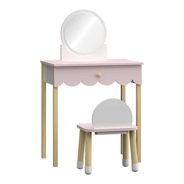 Tocador infantil con silla Vestnes Cotton Candy/Blanco [en.casa]