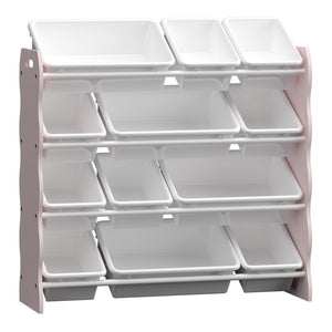 Estantería infantil Vestnes con 12 cajas de almacenamiento 78x86x27 cm Cotton Candy/Blanco [en.casa]