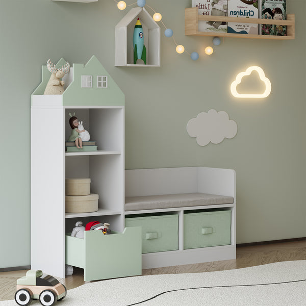 Banco para niños con estantería Vipsali [en.casa]