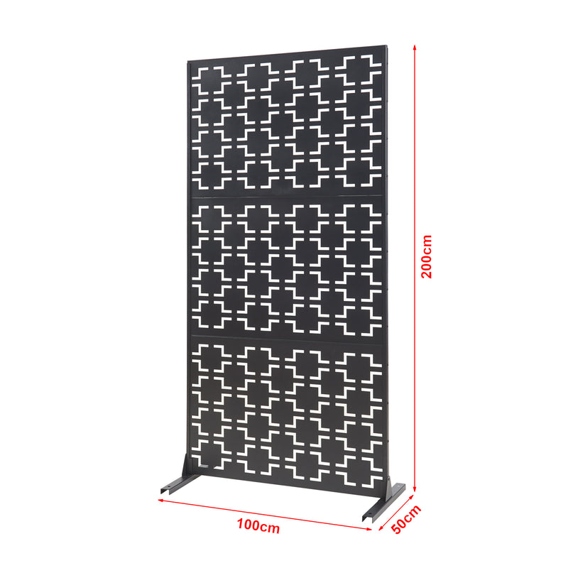Esquema acotado Tabique interior Aaskis acero 200x100x50 cm negro [casa.pro]