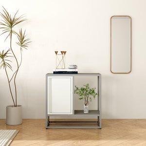 Aparador Burlöv acero 70x72x35 cm gris/blanco [en.casa]