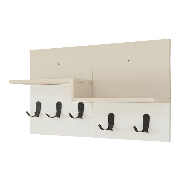 Perchero de pared Botaruvn con 2 estantes 34x59x13 cm Beige/Blanco [en.casa]