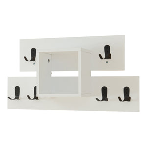 Perchero de pared Vänd con compartimento de almacenamiento 32x60x14 cm Blanco [en.casa]