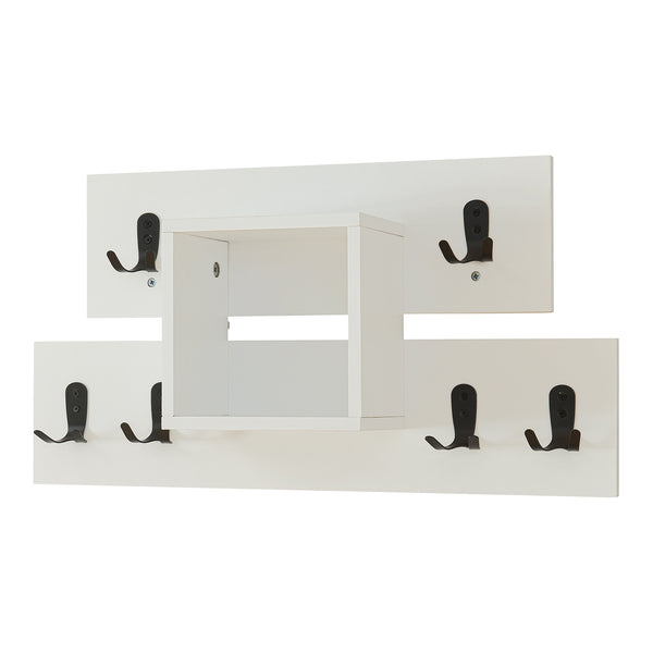 Perchero de pared Vänd con compartimento de almacenamiento 32x60x14 cm Blanco [en.casa]