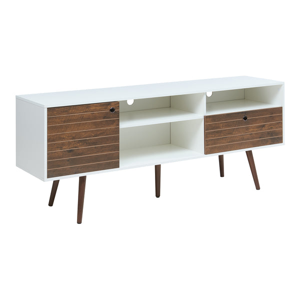 Mueble de televisión Vare 165x40x66 cm Blanco/Aspecto nogal [en.casa]
