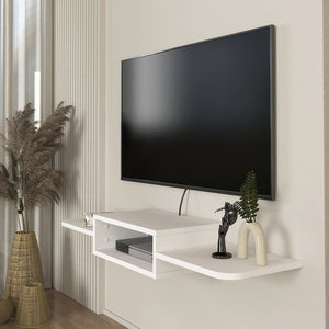 Mueble bajo de TV colgante Tar 115x30x16 cm Blanco [en.casa]