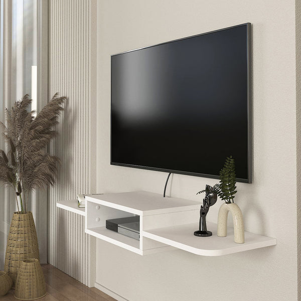 Mueble bajo de TV colgante Tar 115x30x16 cm Blanco [en.casa]