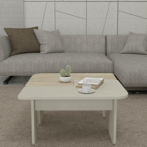 Mesa de centro Boneksbelt de 2 piezas en colores piedra arenisca y travertino [en.casa]