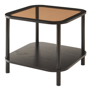 Mesa auxiliar Latama con tablero de vidrio 51x51x45 cm Negro/vidrio bronce [en.casa]