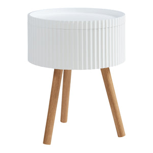 Mesa auxiliar Bongard con espacio de almacenamiento Ø38x48 cm Blanco [en.casa]