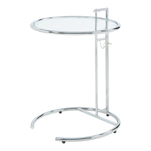 Mesa auxiliar regulable en altura Stare 50x57-77 cm vidrio transparente/cromado [en.casa]