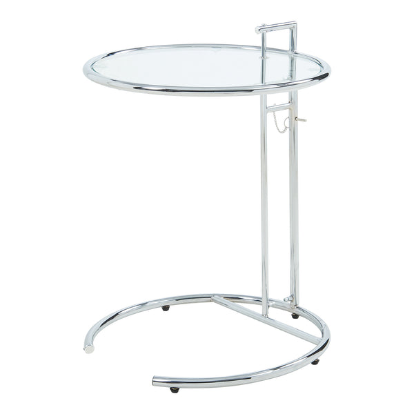 Mesa auxiliar regulable en altura Stare 50x57-77 cm vidrio transparente/cromado [en.casa]