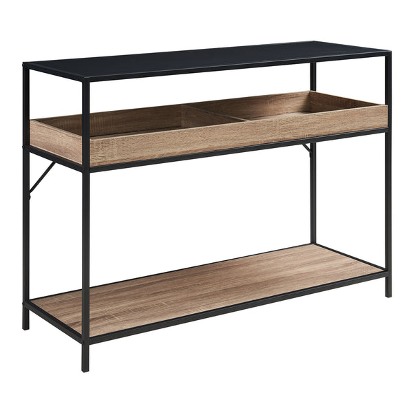 Mesa consola Belana 110x40x80 cm Negro/Aspecto roble [en.casa]