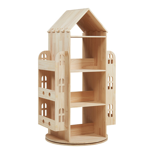 Estantería infantil giratoria Sanköre 122x64x43 cm Madera de pino natural [en.casa]